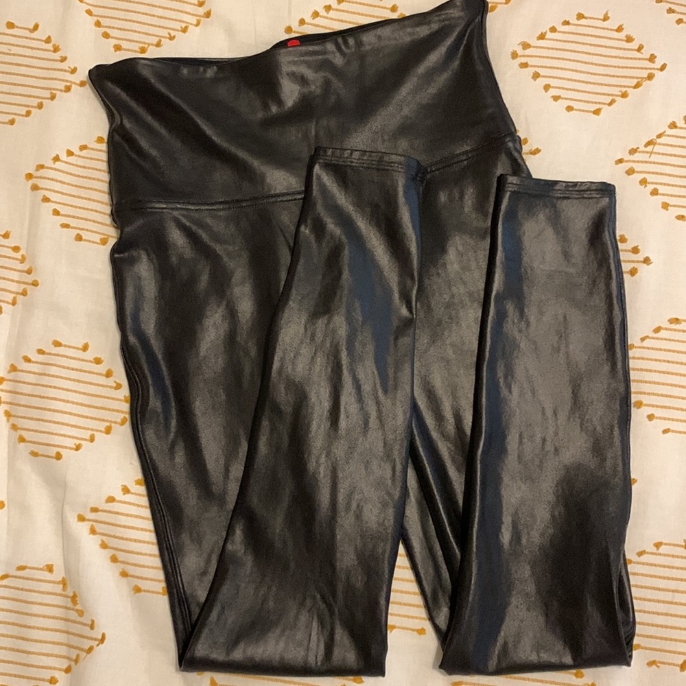 SPANX - Faux Leather Leggings, Large, Black